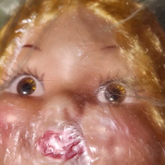 Vtg Blonde Curly Hair Doll Face In Sealed Package Hong Kong Flat Back Doll Face - Picture 5 of 12